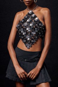 MADE TO ORDER: LUCKY DIAMOND LEATHER HARNESS TOP