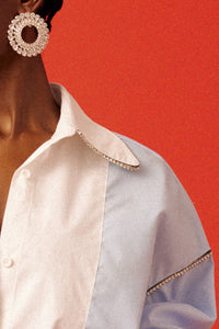 OVERSIZED SHIRT WITH CRYSTAL TRIM