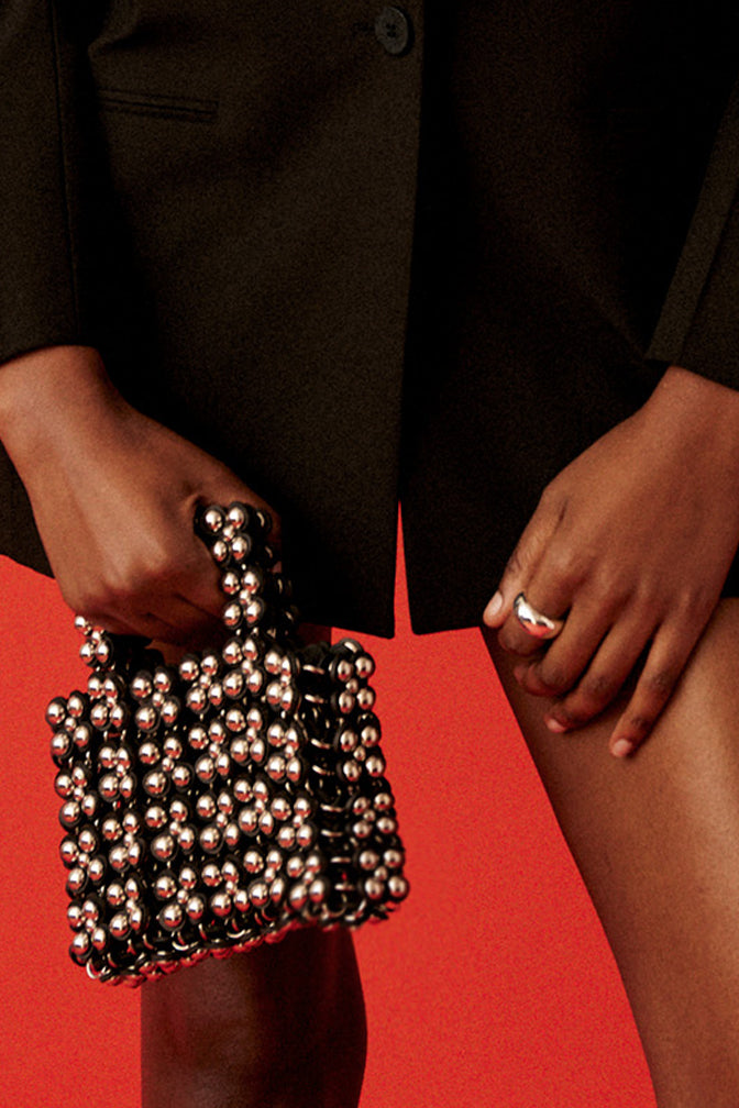 MADE TO ORDER: STUDDED LEATHER MARKET BAG