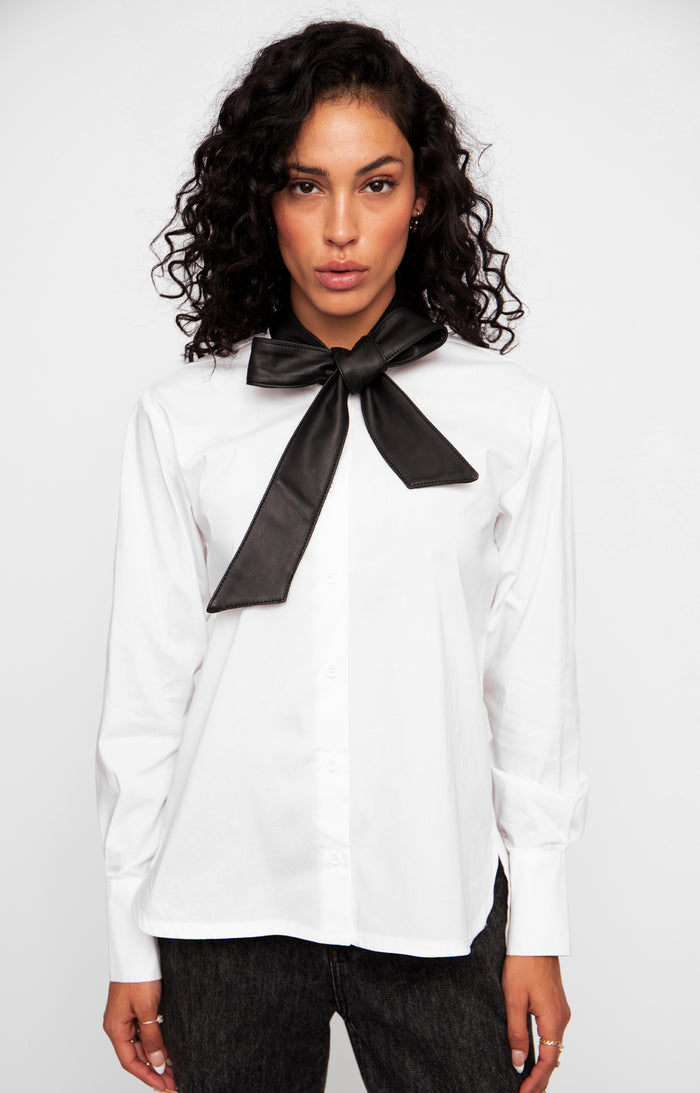 LEATHER TIE DRESS SHIRT