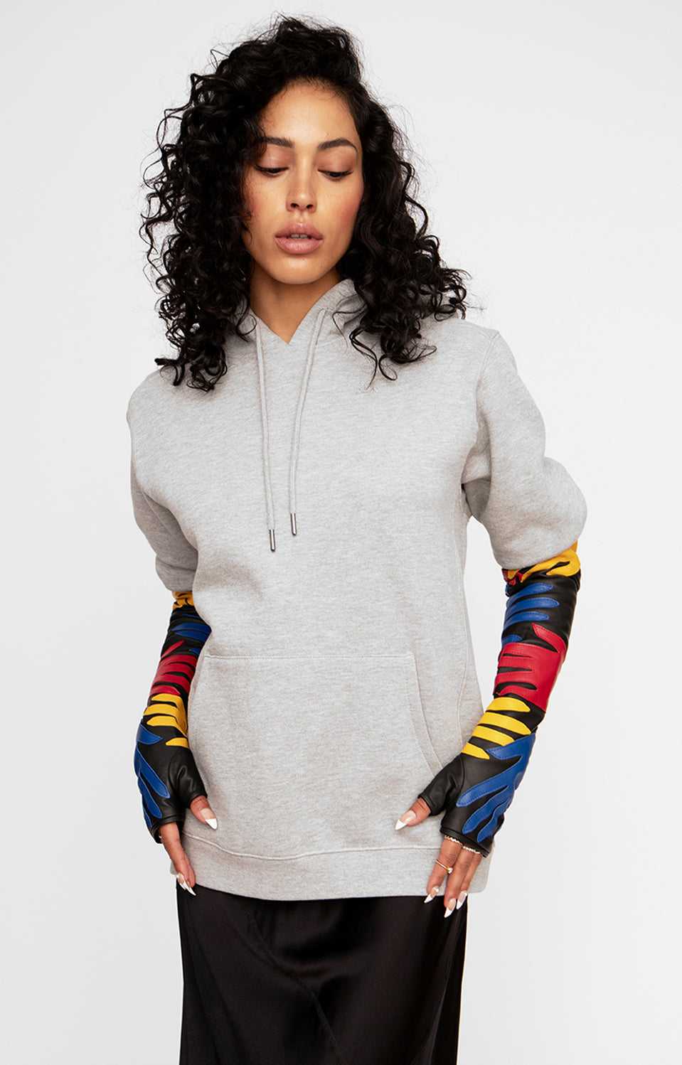 FINGERLESS LEATHER OPERA GLOVES WITH HANDS (As seen on Harley Quinn in Birds of Prey)