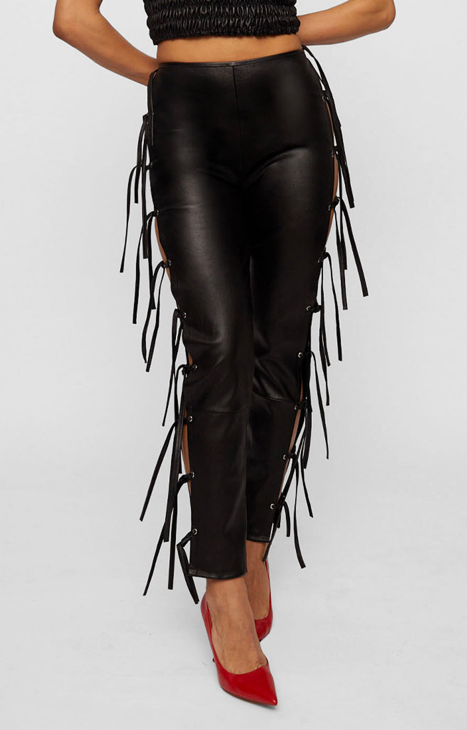 Lace up hot sale leather leggings