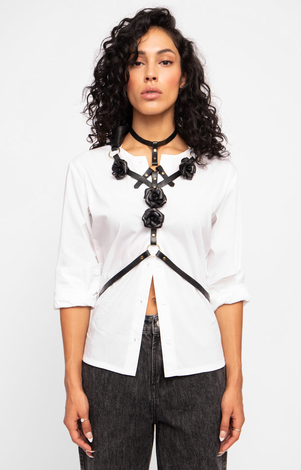 ROSE LEATHER BODY HARNESS – UNCUFFED - Main Image