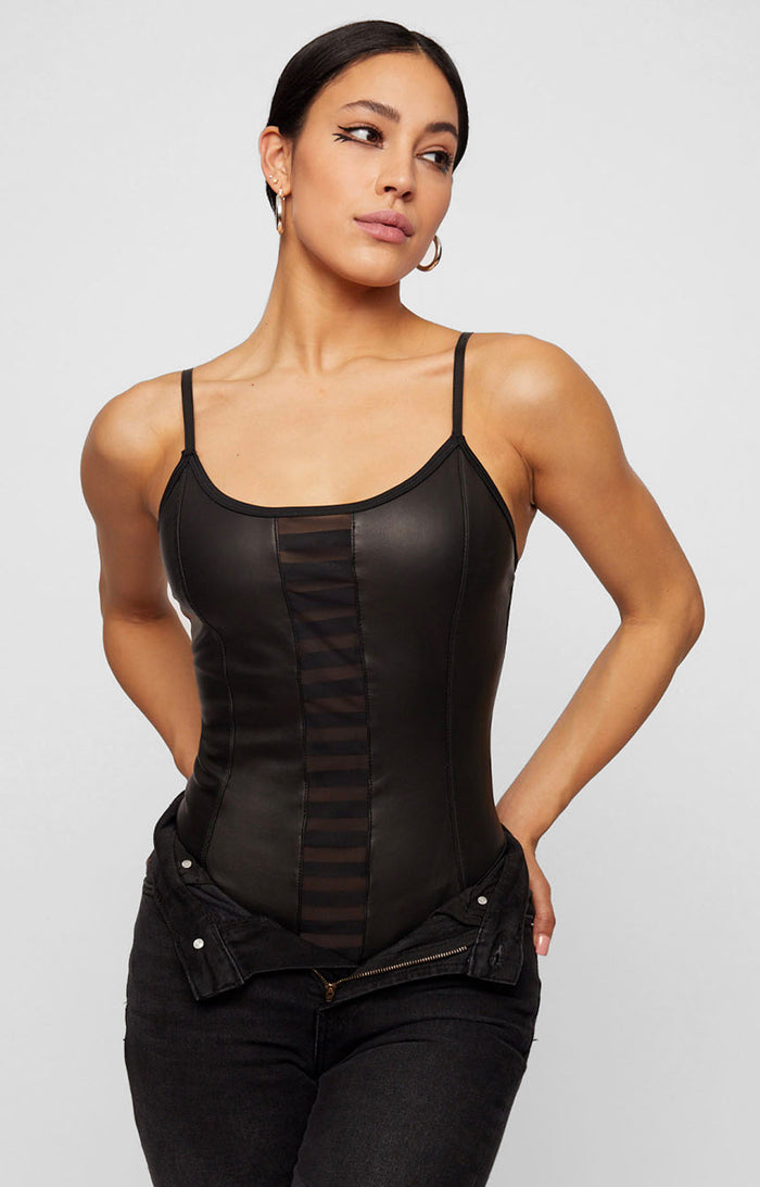 STRAPPY LEATHER BODYSUIT