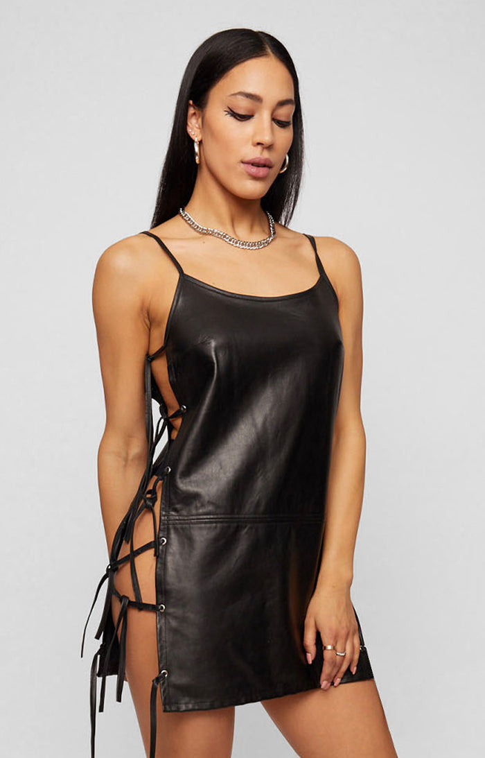 LEATHER TIE MARKET DRESS