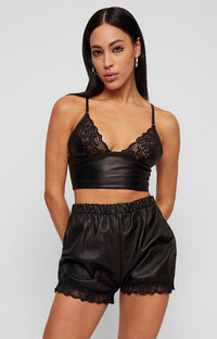 LEATHER & LACE CROPPED TANK