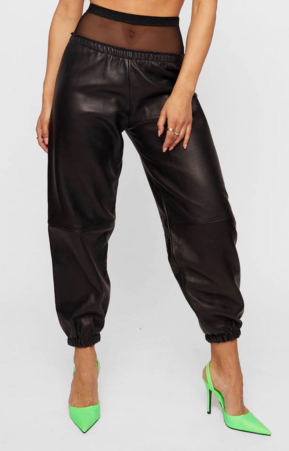 Leather joggers deals womens